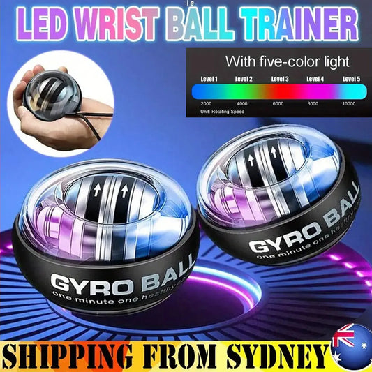 Auto-Start LED Power Gyro Force Wrist Hand Ball Arm Exerciser Relieve Pressure