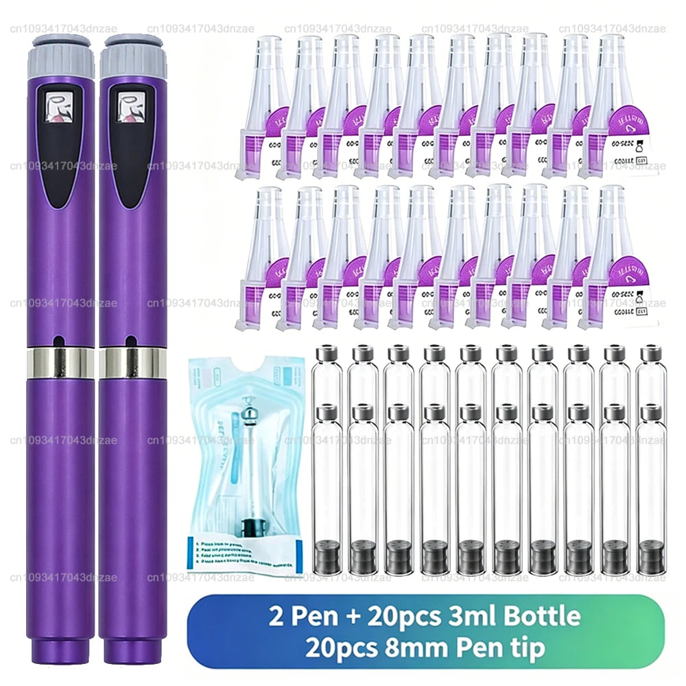 Aluminum Magic Pen Kit 10 Colors Cartridges 3ml Empty Cassette Bottle Sterile Set Disposable 8mm Pen Tip for Lilly Insulin Pen