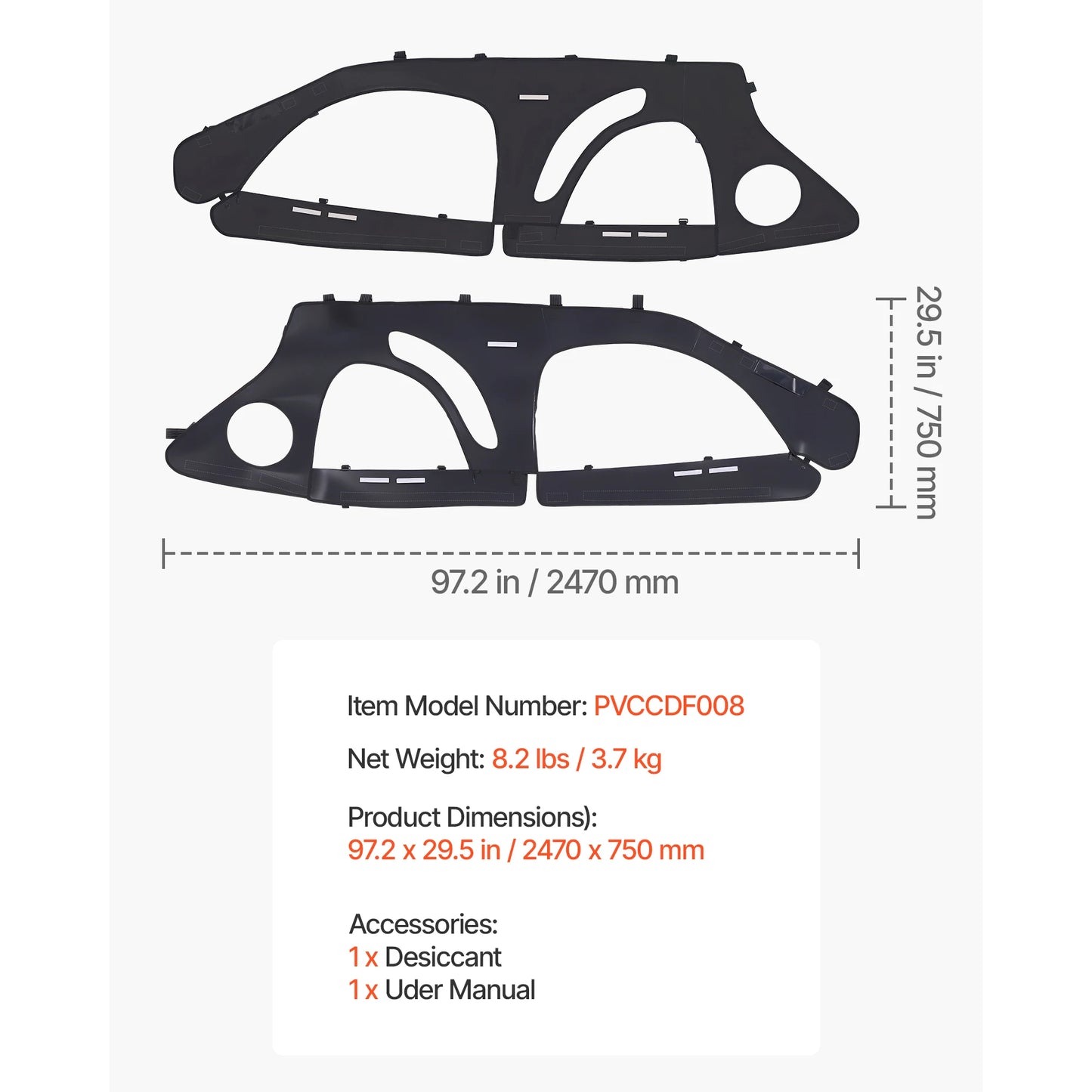 SucceBuy Cab Enclosure Upper Doors Compatible w/Polaris RZR PRO 2020-2024/Polaris RZR Turbo2022-2024 Soft Upper Doors Window Kit