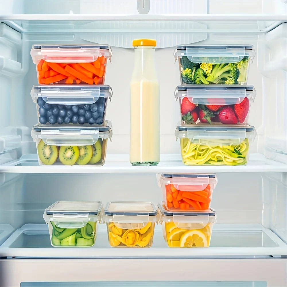 4 Piece Food Storage Containers Set with Easy Snap Lids (4 Lids + 4 Containers) - Airtight Plastic Containers for Pantry