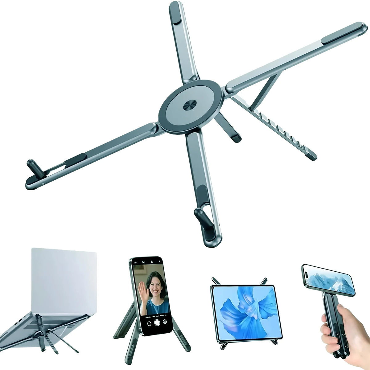 ABS Phone And Laptop Stand with Magnetic Base And 8-Position Height Adjustment, Suitable for Ipad And Mobile Phones