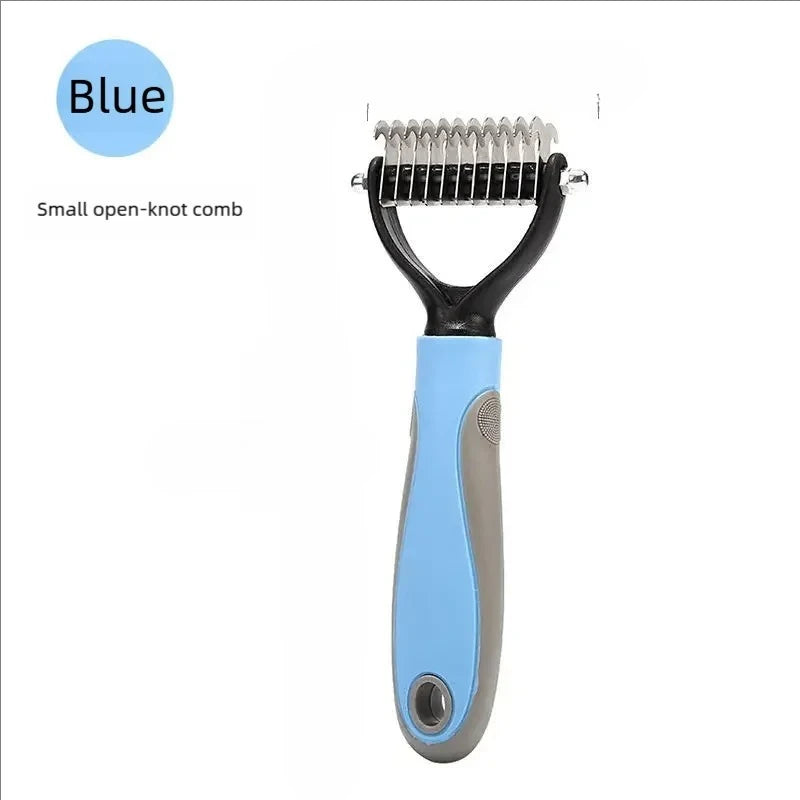 Pet Deshedding Brush Double Sided Pet Grooming Tool for Shedding and Dematting - Stainless Steel Dog Comb with Effective Results