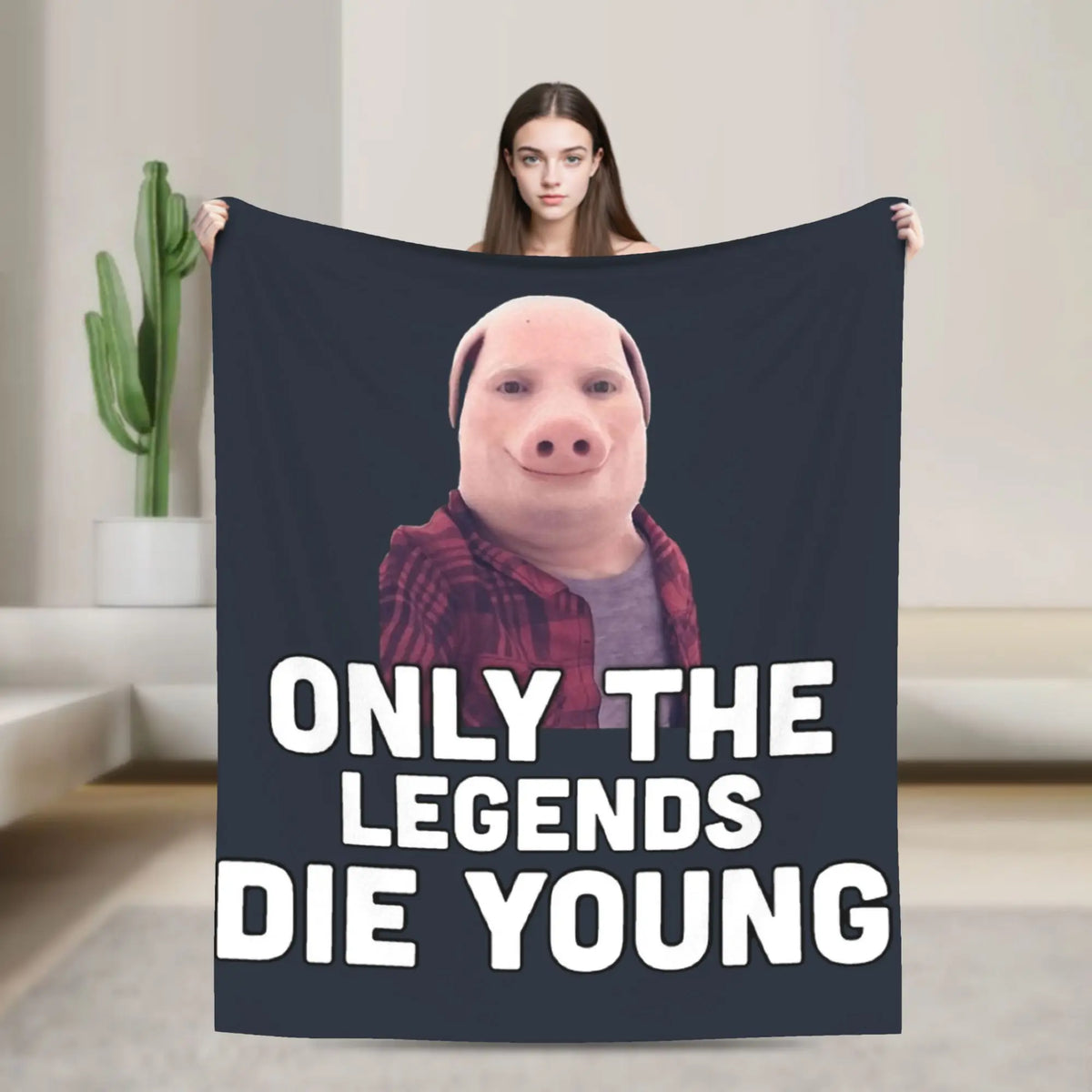 John Pork Funny Humorous Design Cozy Blanket  Soft Warm Print Multi Purpose All Season Use Best Gift For Comedy Lovers