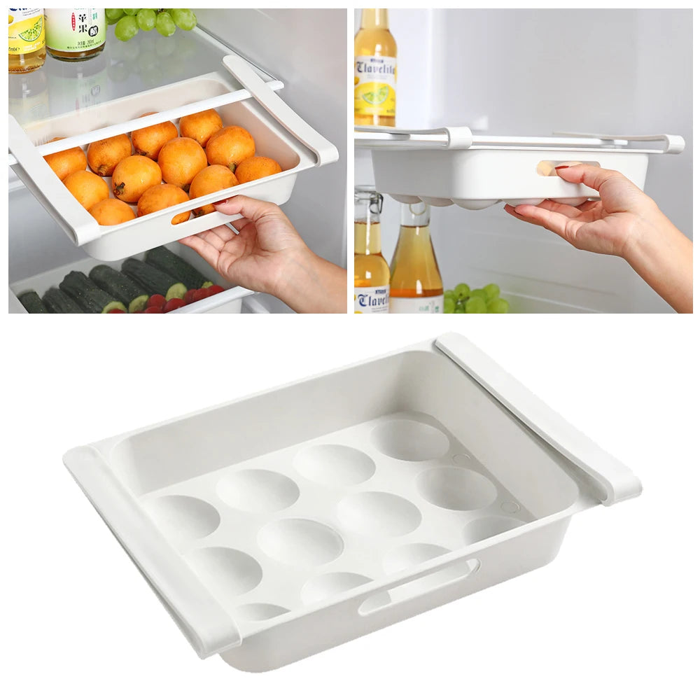 Fridge Freezer Shelf Holder Drawer Kitchen Fruit Egg Organizer Storage Rack Box