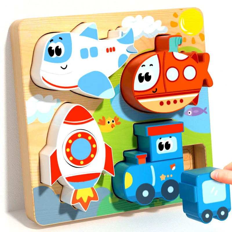 Wooden Puzzle Montessori Toys for Baby 1 2 3 Years Old Kids Alphabet Number Shape Matching Games Children Early Educational Toys