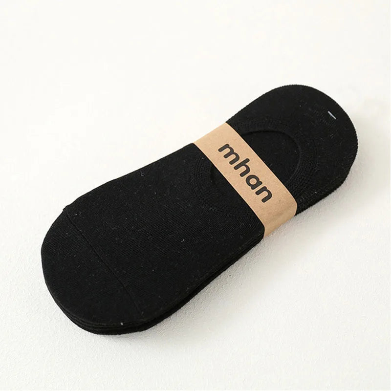 5 Pairs Women's silicone invisible Boat Socks  Summer Solid Color Ankle Boat Socks Female Soft Cotton Slipper Socks 35-40 EUR
