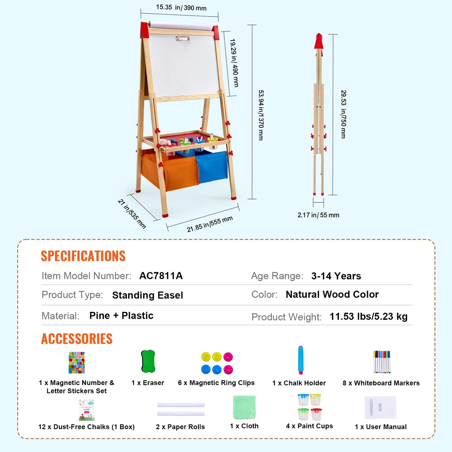 SucceBuy  Children Magnetic Drawing Board Word Pad Baby Color Graffiti Standing Art Easel Educational Drawing Toys for Kids Girl