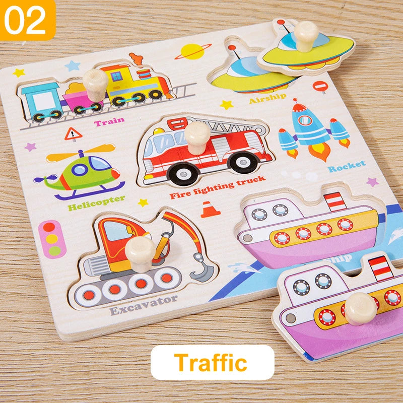 Montessori  Toys Wooden 3d Puzzle Cartoon Animal Intelligence Jigsaw Puzzle Early Learning Educational Toys for Children