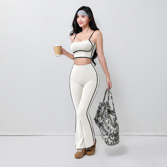 Women's plus Size Fitness Flare Yoga Pants Four-Way Stretch Breathable Full Length Elastic Waist Hip Lifting Yoga Trousers