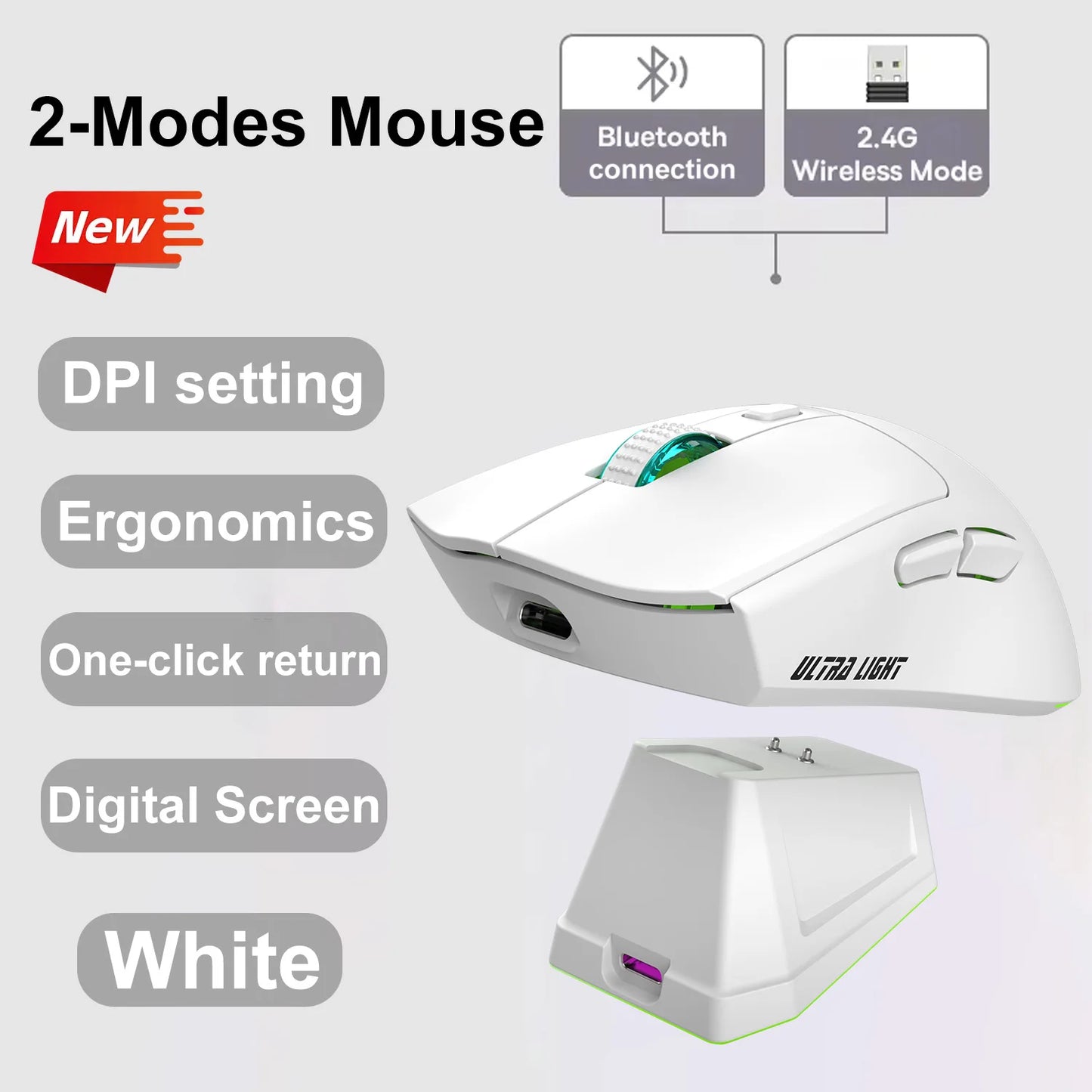 2026 NEW X11 Wireless Bluetooth 3-Mode Mouse Touch Screen Magnetic Charging Dock Ultra-Light Macro Gaming Mouse Magnetic Base