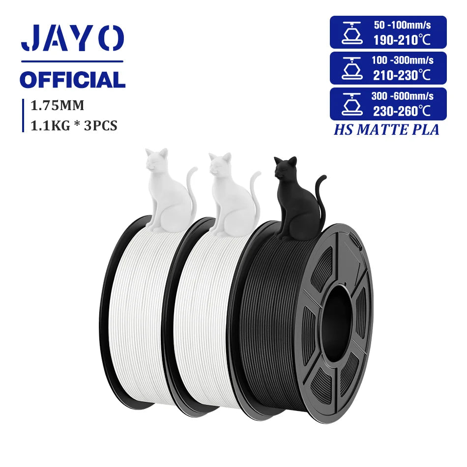 JAYO PLA Classic 1.75mm 3D Filament High Speed Matte PLA Filament For FDM 3D Printers 600mm/s High Speed Printing Materials