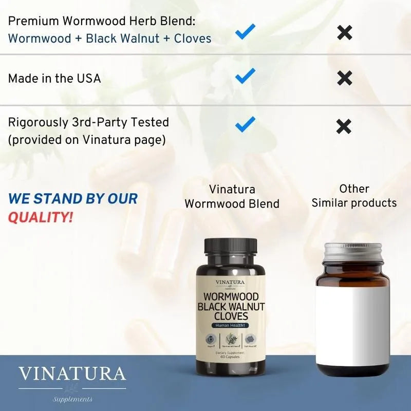 Wormwood Black Walnut Clove - Colon Cleanse & Detox Constipation Relief, Sweet Wormwood, Cloves