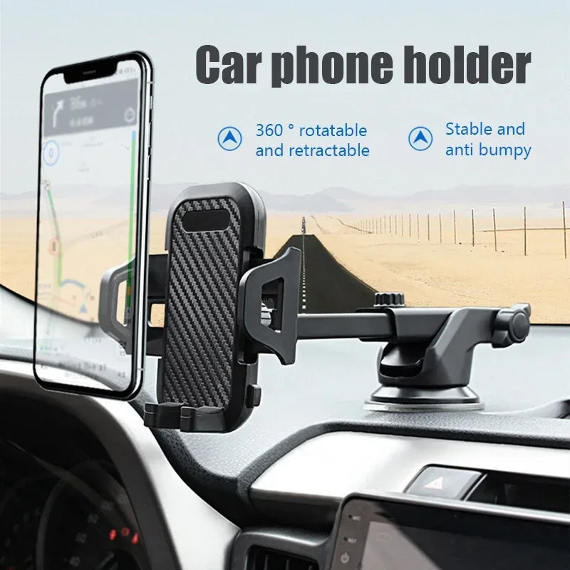 360° Universal Suction Cup Car Phone Holder Retractable Arm Phone Bracket Stand GPS Car Phone Holder Stand for IPhone Xiaomi