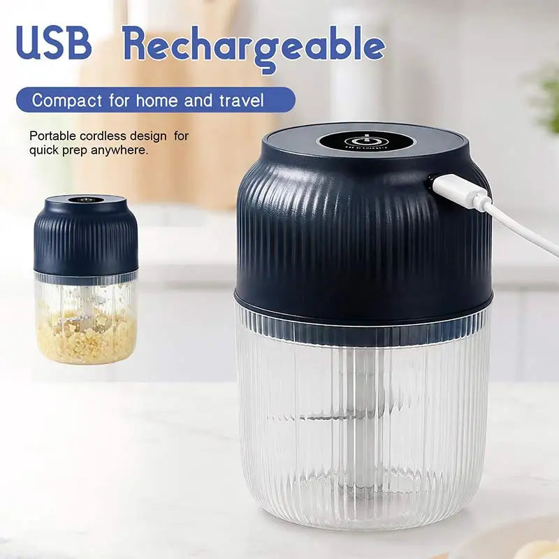 New Electric Garlic Puree Blender Kitchen Mini Food Chopper Meat Grinder With 6 Stainless Steel Blades Small Vegetable Chopper