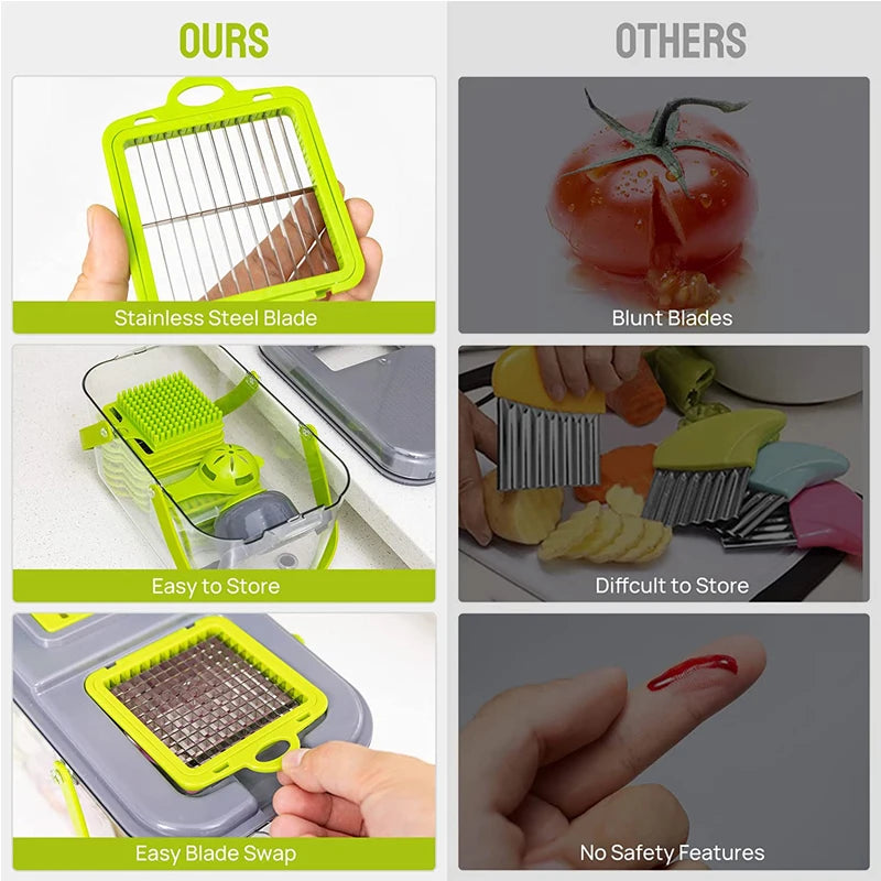 LMETJMA New 22 in 1 Vegetable Chopper Dicer Onion Chopper with 13 Blades and Container Veggie Mandoline for Potato Tomato KC0458