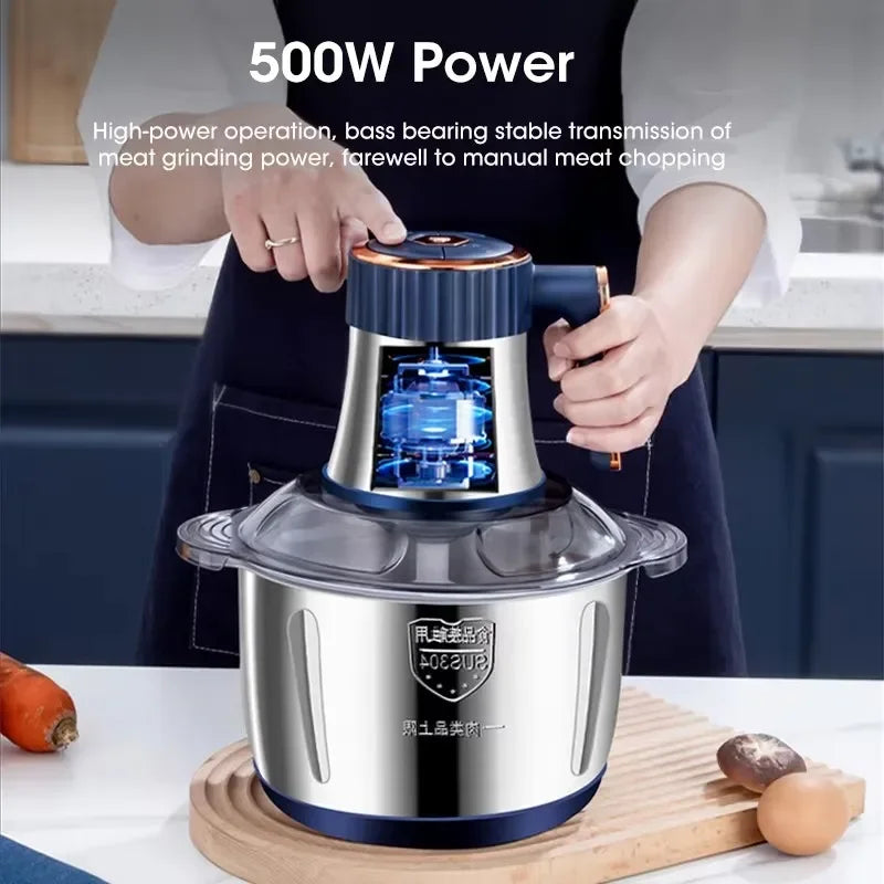 5L Large Capacity Electric Meat Grinder Food Crusher Vegetable Chopper Multifunctional Kitchen Blender Processor