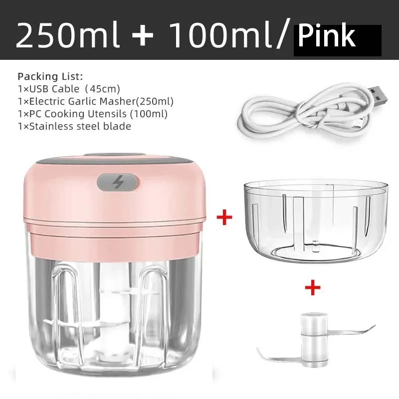 100/250ml Electric Kitchen Food Chopper Mini Garlic Masher crusher USB Portable Meat Grinder Vegetable Chopper for kitchen tools