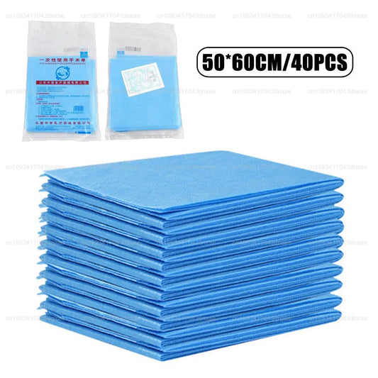 40pc/Bag 50x60cm Disposable Surgical Drapes Surgical Sheet Blue Surgical Towel Non-woven Sterile Waterproof Sheet
