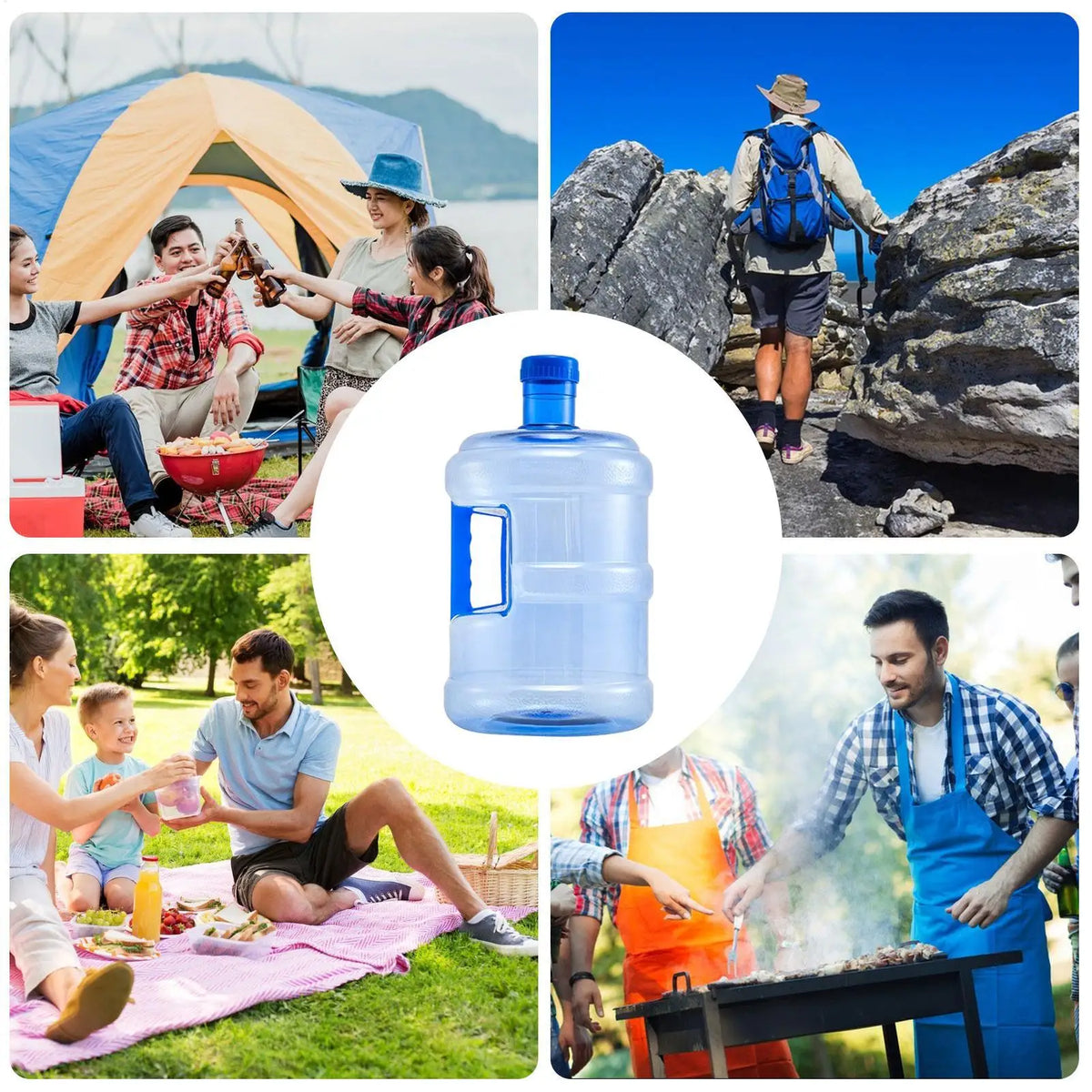 5L/7.5L Thickened PET Water Bottle with Handle Water Canteen for Picnic Outdoor Hiking Camping Multifunctional Pure Water Jug