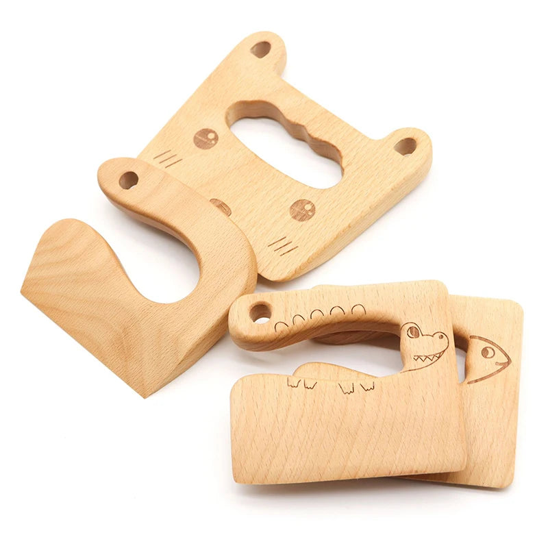 Wooden Knife Kids Cooking Toys Safe Knives Cutting Fruit Vegetable Chopper Kitchen Toy Montessori Education Tools For Toddlers