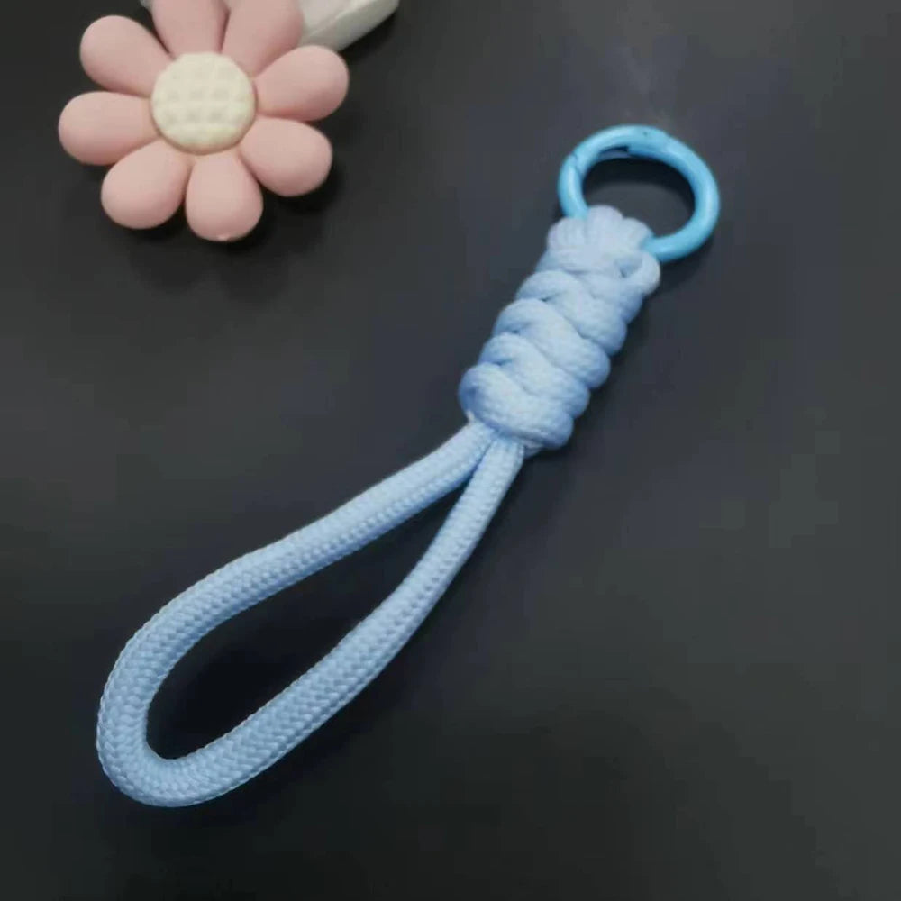 12cm Paracord Braided Woven Keychain Wrist Rope Phone case Anti-lost Rope Strap Key Ring Tactical Survival Tool Backpack Buckle