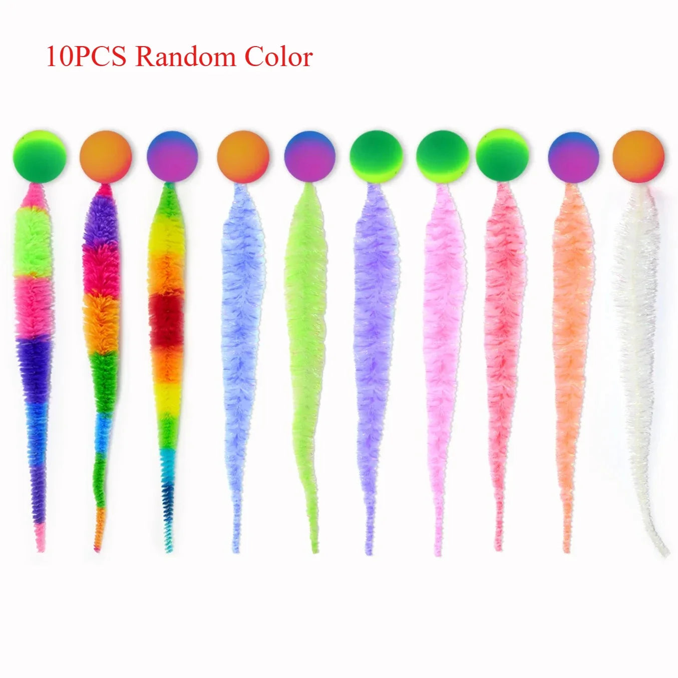 1/5/10PCS Cat interactive toys Tickle Cat Colorful bouncing ball Pet supplies Puzzle teasing indoor cat caterpillar elastic toy