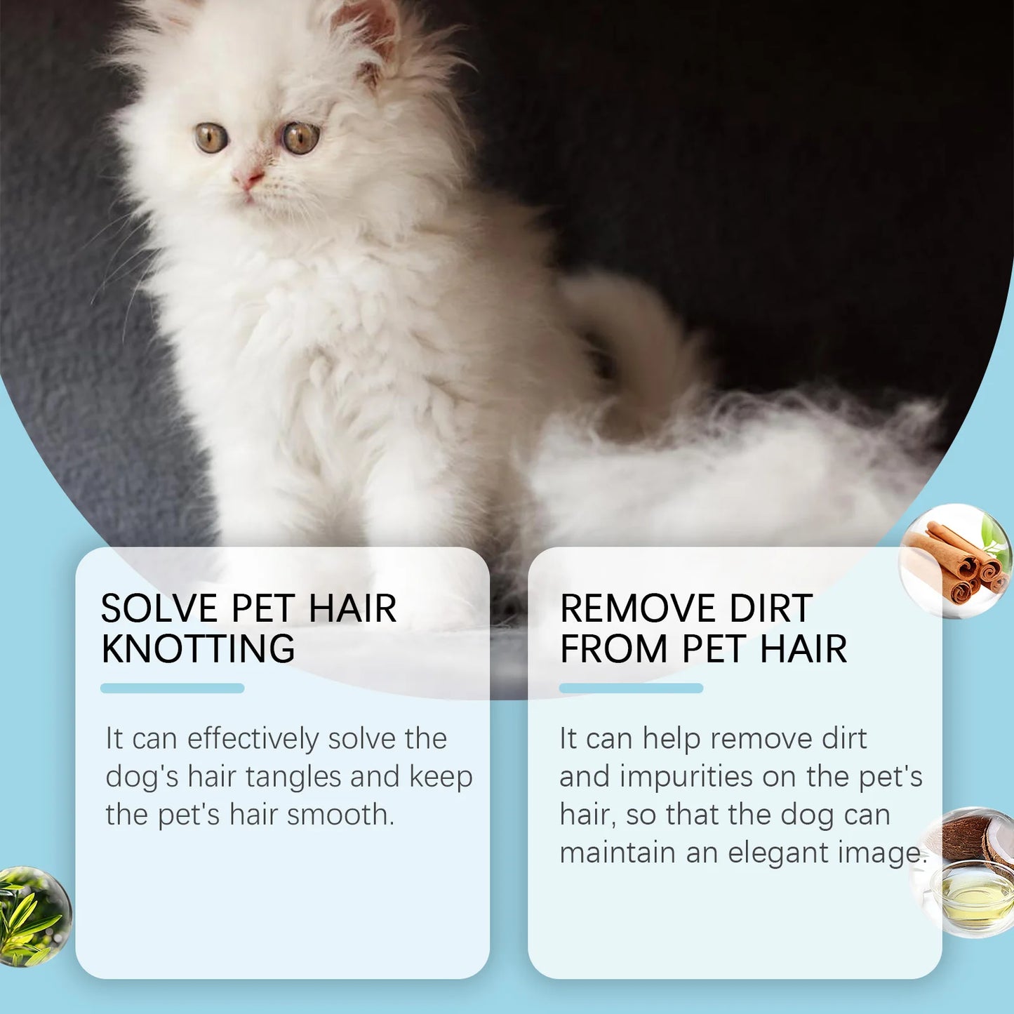 Yegbong Dog Detangler Spray Pet Hair Untangling Smooth Care Spray Fresh Fragrance No Rinse All Sizes Pet Grooming Tool 100ml
