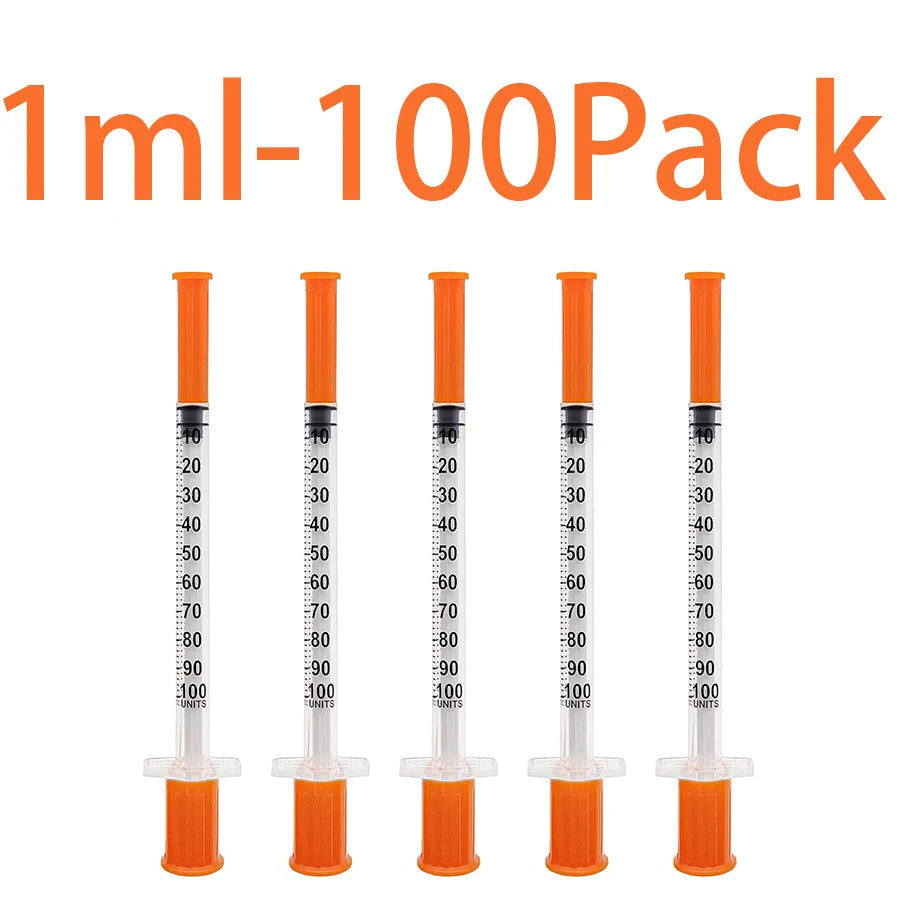 100/50 Pack 0.5/1ml Syringes with Needles Individually Packaged for Laboratory And Pet Supplies