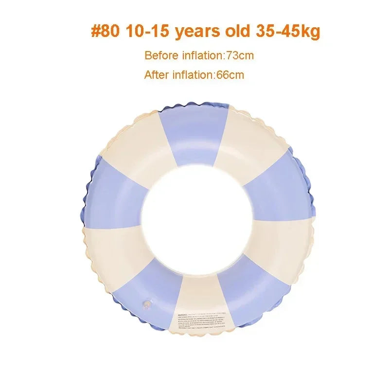 Children's Swimming Ring PVC Striped Swimming Ring Summer Boys Girls Inflatable Floating Cushion Swimming Tube Floating Donuts