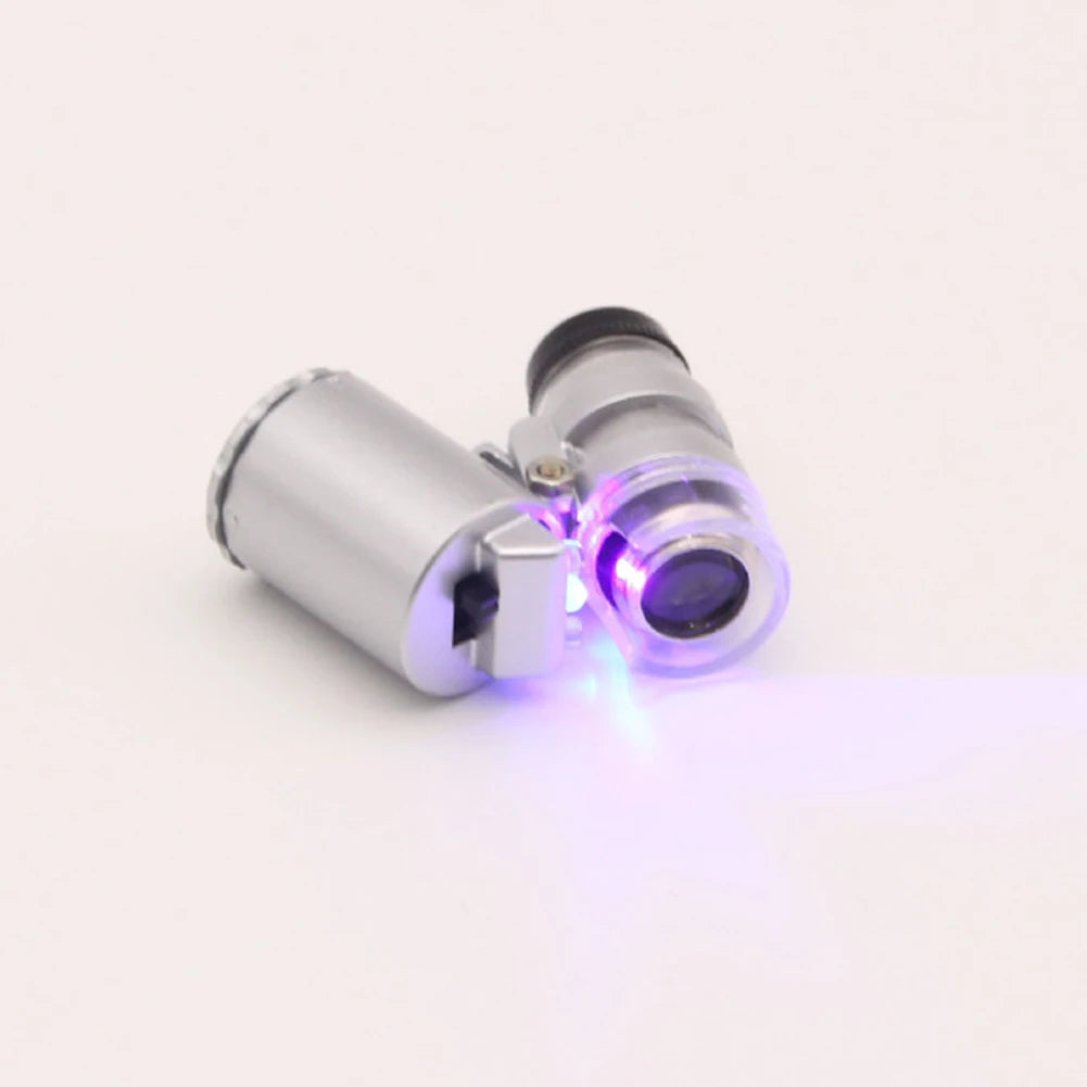 Pocket Microscope with LED UV Adjustable Jeweler Loupe Magnifying Glass (100X)