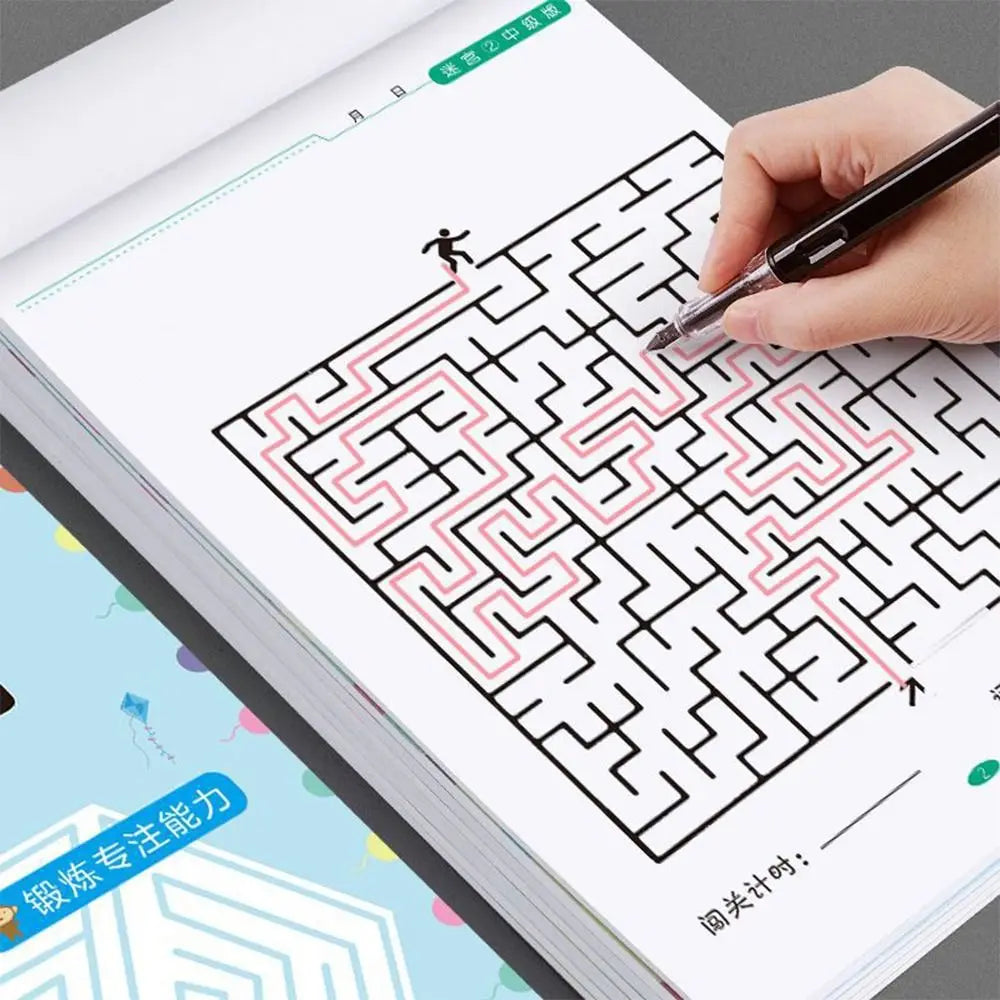 Multicolor Maze Training Book Paper Different Difficulty Levels Children's Concentration Train Intelligence Development