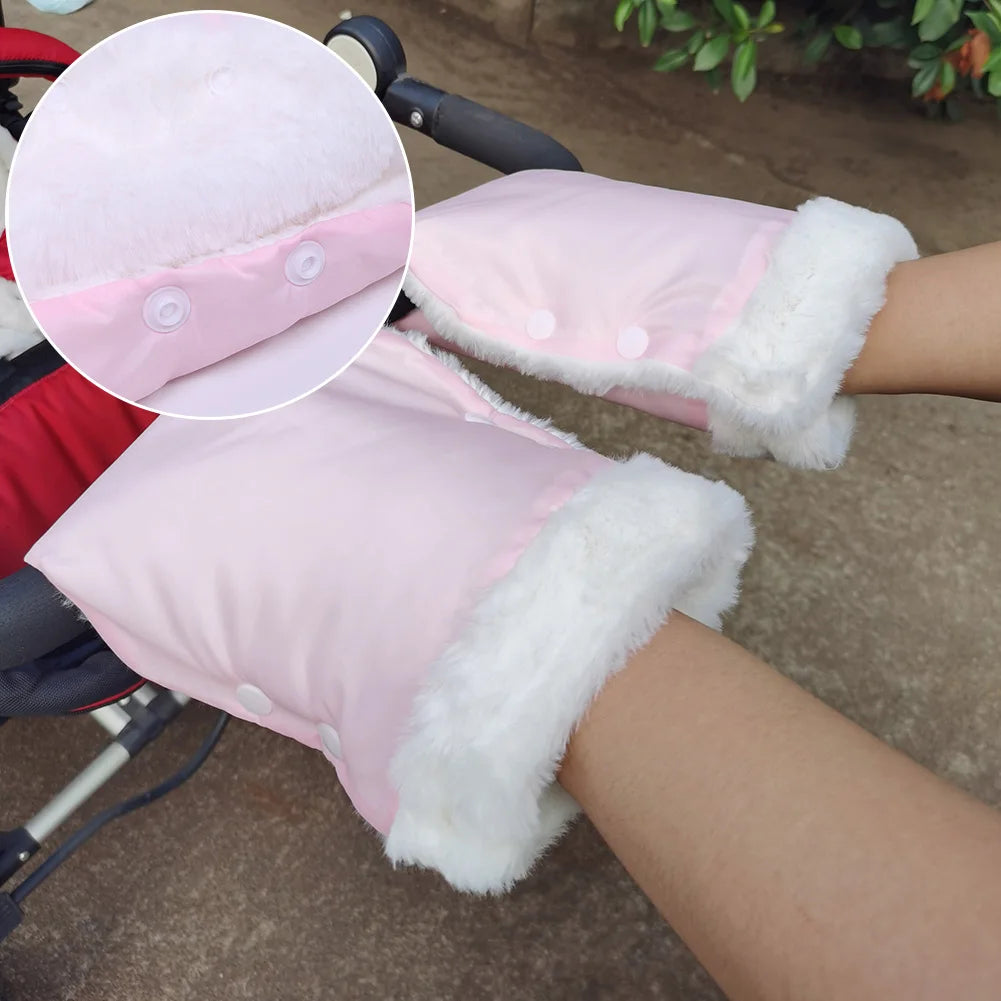 Winter Warm Stroller Gloves Waterproof Strollers Fleece Hand Muff Windproof Infant Clutch Cart Gloves Winter Supplies