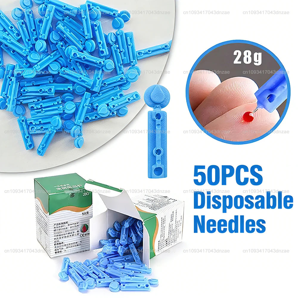 50pcs Blood Lancet Pen Disposable Needles Massage Stick Use For Pen Sterile Lancets Vent Drain Blood Lancet 28g Diabetes Testing