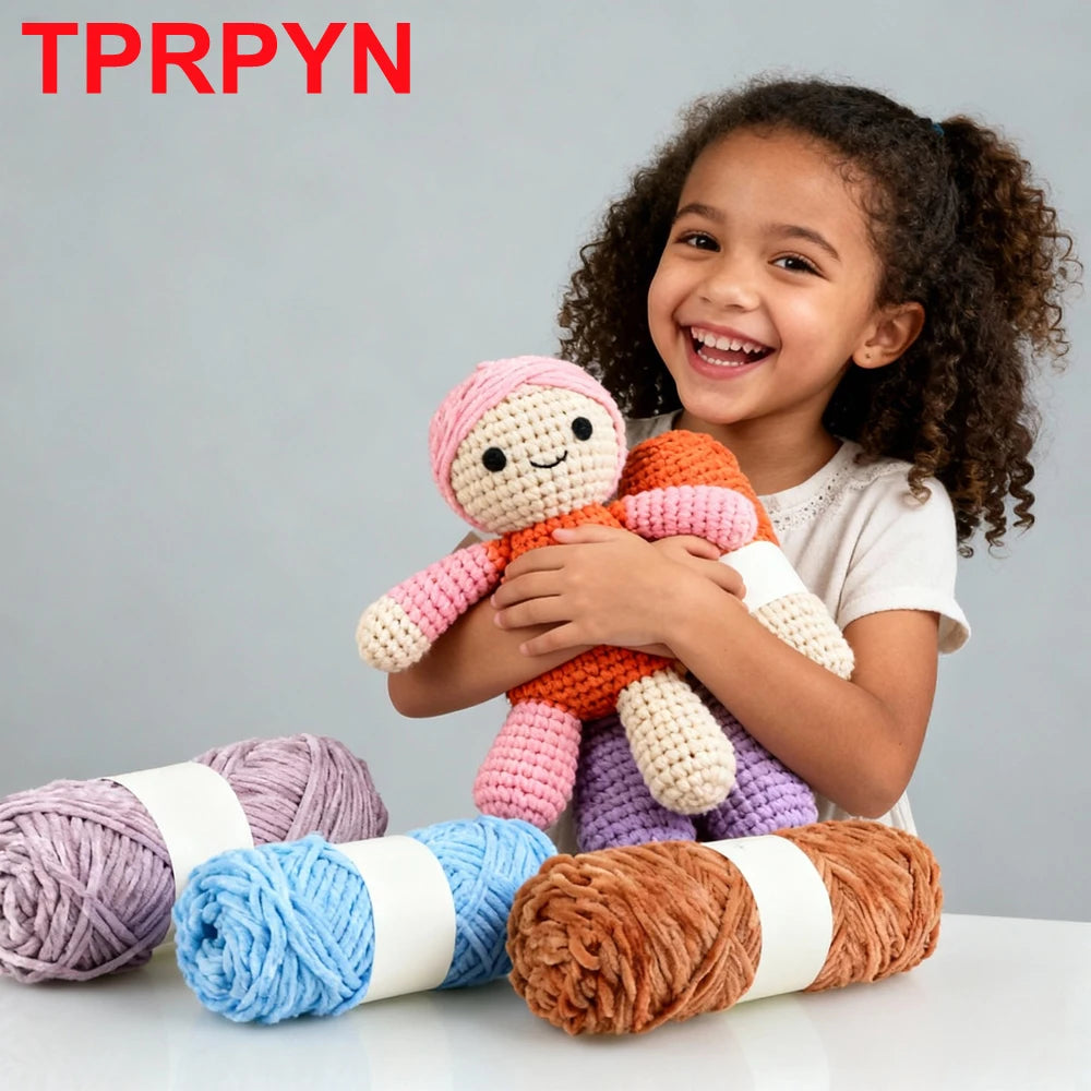 2Pcs Chenille Yarn hand Knitting 100% Polyester Velvet Yarn Crocheting Amigurumi bag line knit sweater blanket hat scarf threads