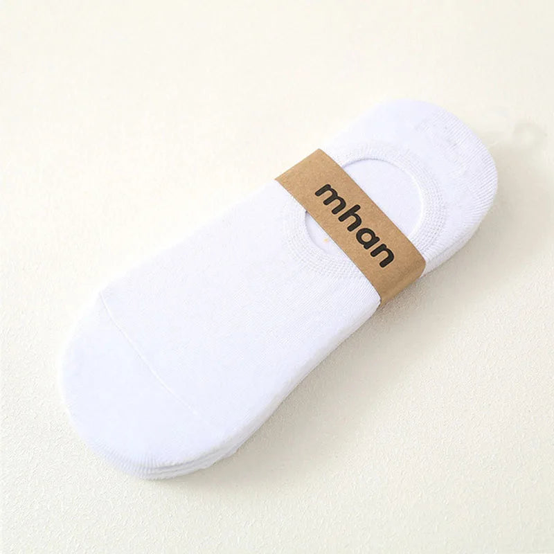 5 Pairs Women's silicone invisible Boat Socks  Summer Solid Color Ankle Boat Socks Female Soft Cotton Slipper Socks 35-40 EUR