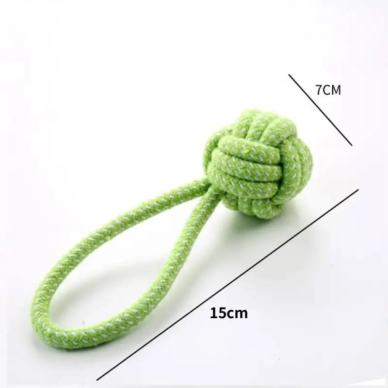 Dog Toy Chew Cotton Rope Teeth Clean Ball Rope Toys Ball Tough Rope Tug of War & Fetching Random Color