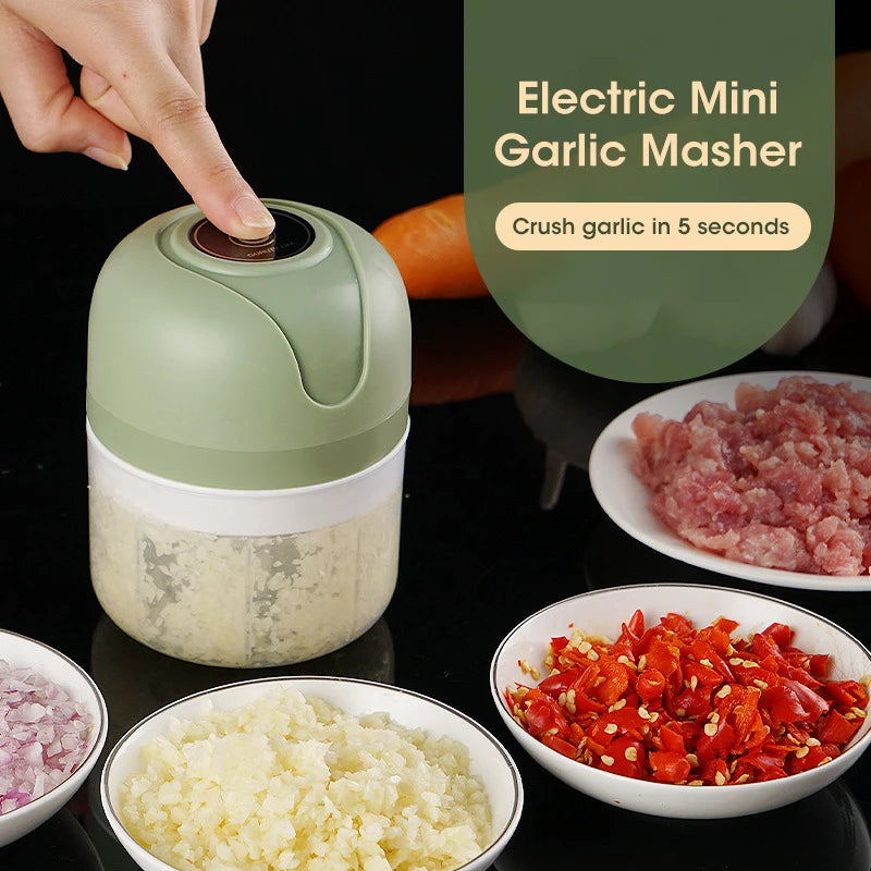 Mini Electric Garlic Grinder for Baby Food Multifunctional Meat Grinder USB Rechargeable Home Kitchen Vegetable Chopper