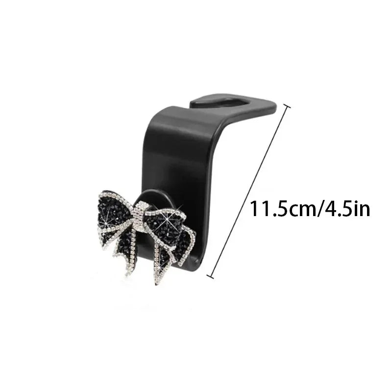 1/2pcs Cute Safety Seat Hooks Vehicle Head Holder Organizer Grocery Hanger Bag Car Accessories Dimond Bow Hooks Storage Supplies