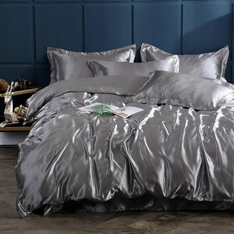 Summer Smooth Satin Duvet Cover No Pillowcases Comfy Shiny Couple Bed Quilt Cover Nordic Double Bed Sheet 150 220x240