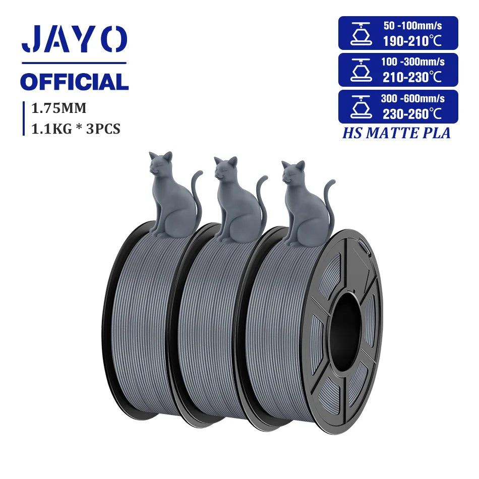 JAYO PLA Classic 1.75mm 3D Filament High Speed Matte PLA Filament For FDM 3D Printers 600mm/s High Speed Printing Materials