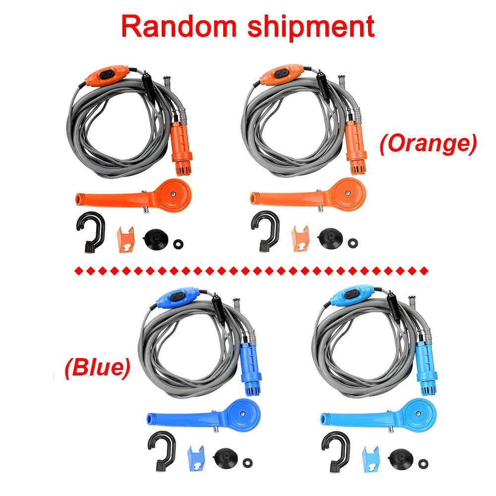 12V RV Caravan Shower With Pipe Pump Cigar Lighter Power Adapter Car Washer Outdoor Camping Travel Washing Nozzles Universal