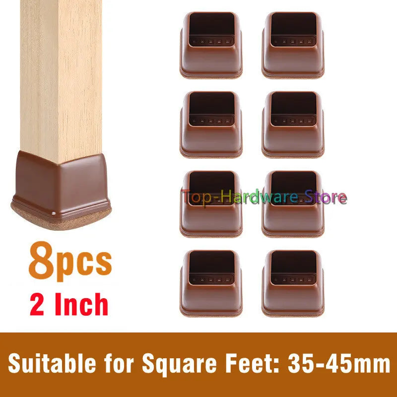 8Pcs TPE Silicone Chair Leg Floor Protectors with Felt,Chair Leg Caps,Furniture Leg Feet Protection Cover Protect Hardwood Floor