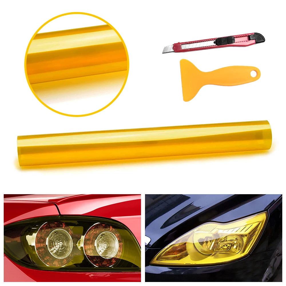1Pcs 12inch *72inch Gloss Light Black Smoke Headlight Taillight Fog Light Tint Film Vinyl For Rear Window Windshield