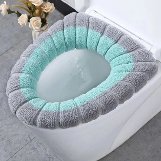 1 Toilet Seat Cover for the Bathroom, Washable, with Handle, Made of Thick and Soft Knitted Material