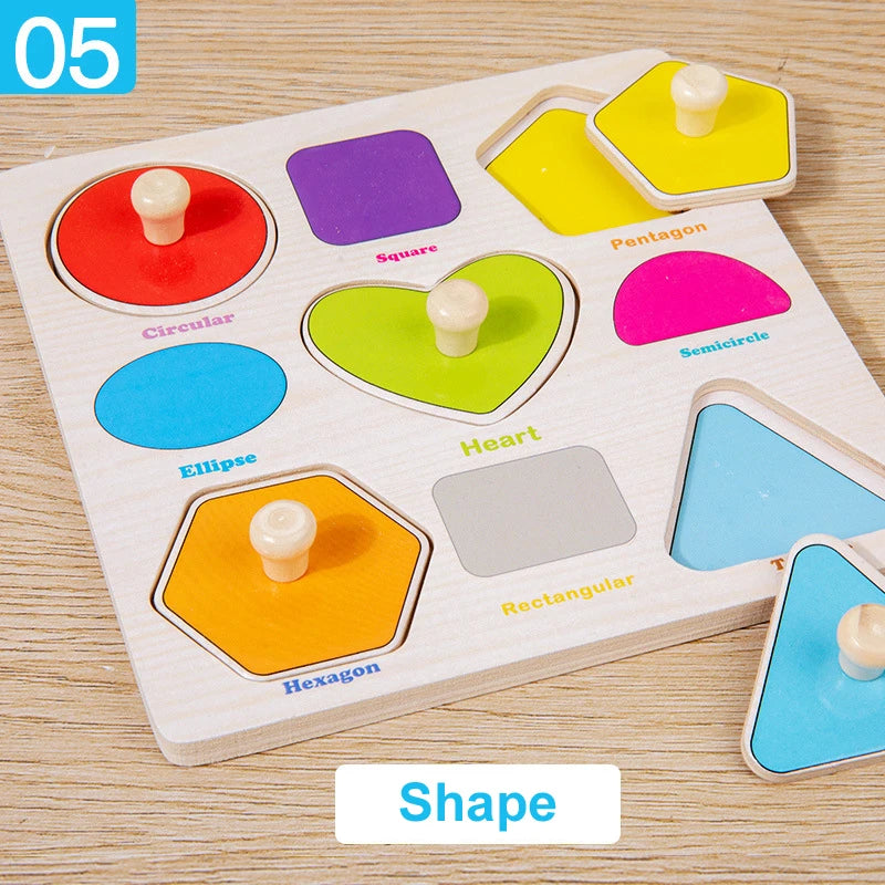 Montessori  Toys Wooden 3d Puzzle Cartoon Animal Intelligence Jigsaw Puzzle Early Learning Educational Toys for Children
