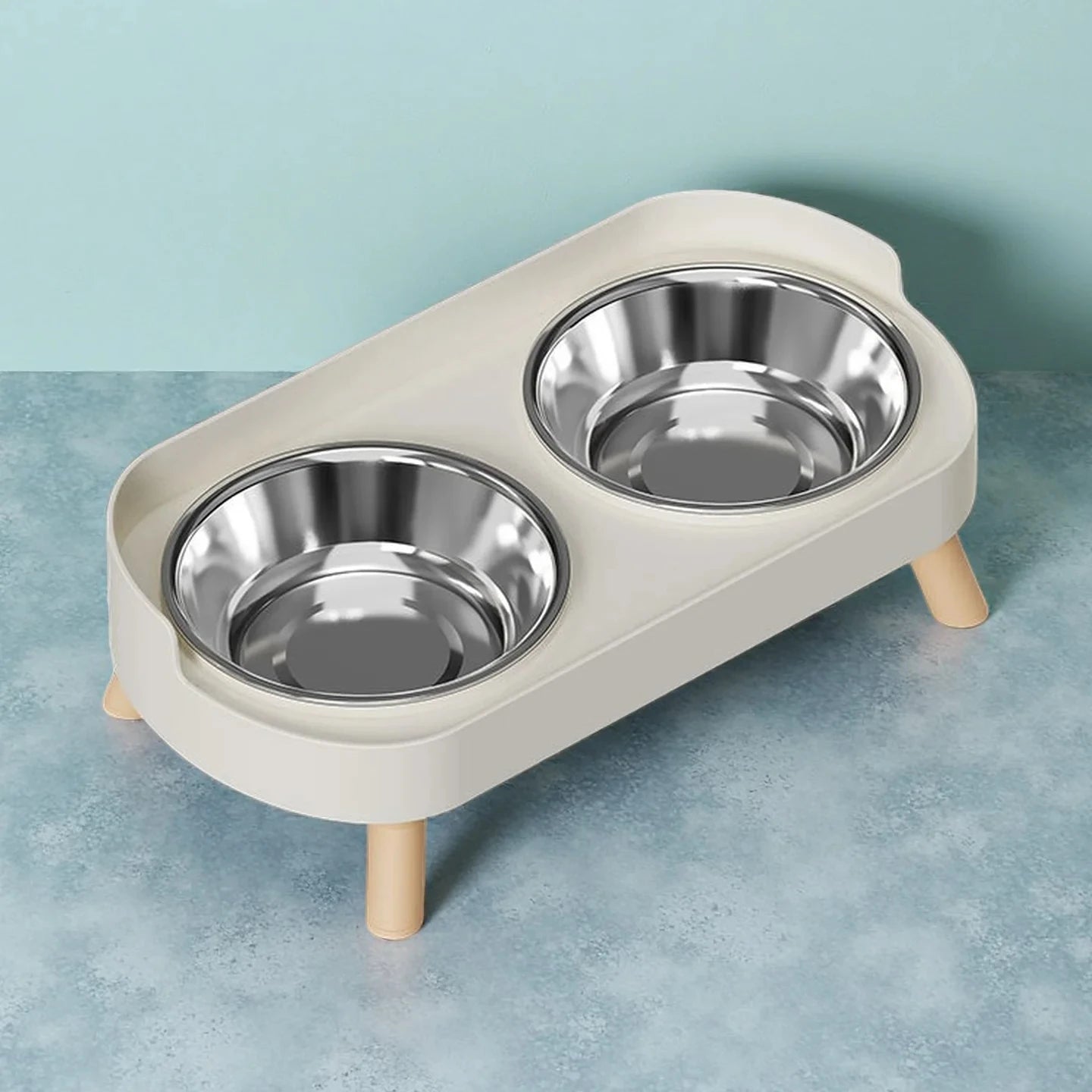 Fashion Pet Dual Food And Water Station Stainless Steel Bowls with Neck Support for Cats And Dogs