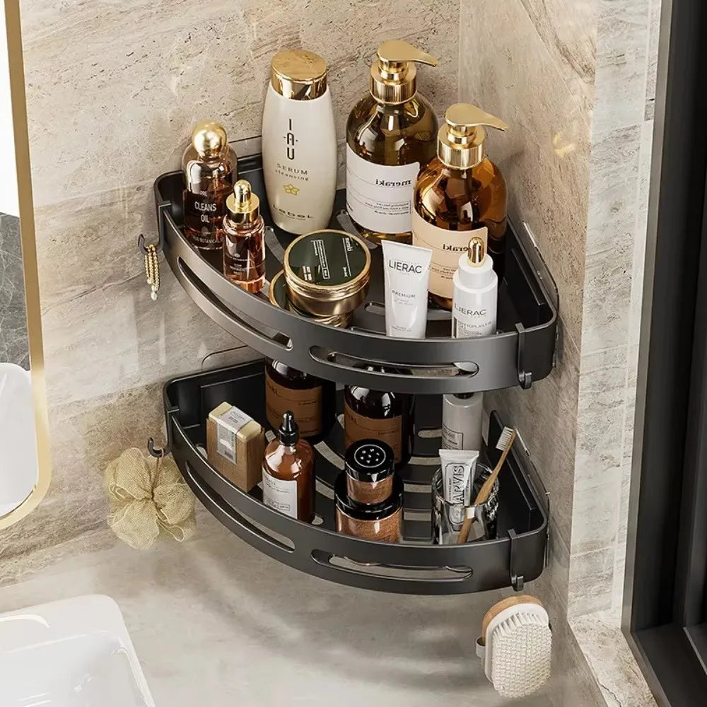 New 3/2/1PCS Adhensive Bathroom Shampoo Holder Shower Caddy Shelves Storage No Drill Shelf Corner Towel Holder Shelves For