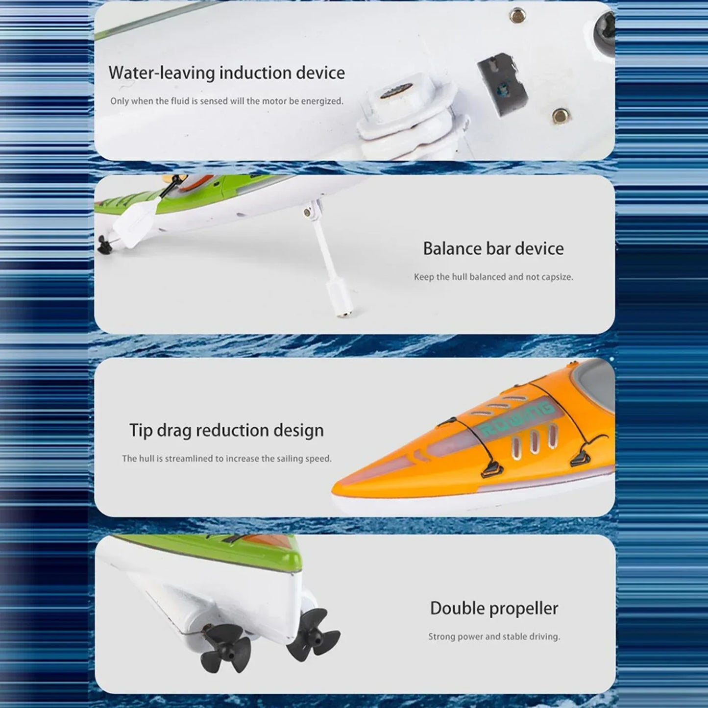 HC 810 RTR 2.4G RC Boat Colorful Paddle Remote Control Rowing LED Lights 360 Driving Dual Modes Waterproof Ship Underwater