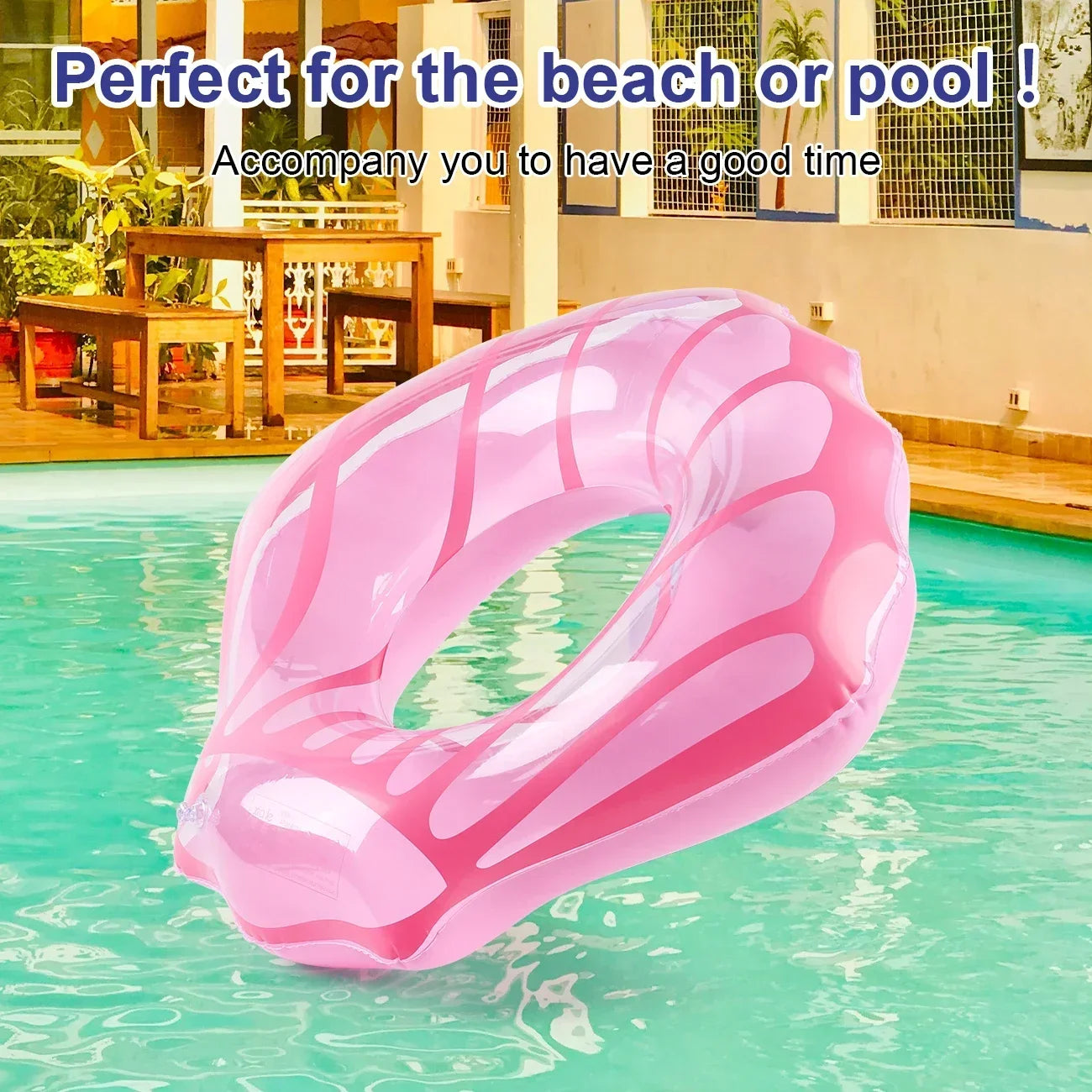 1PC Piece Of Shell Shaped Thickened Pool Float, Simple Floating Ring For Adults In Summer, Suitable For Beach Parties