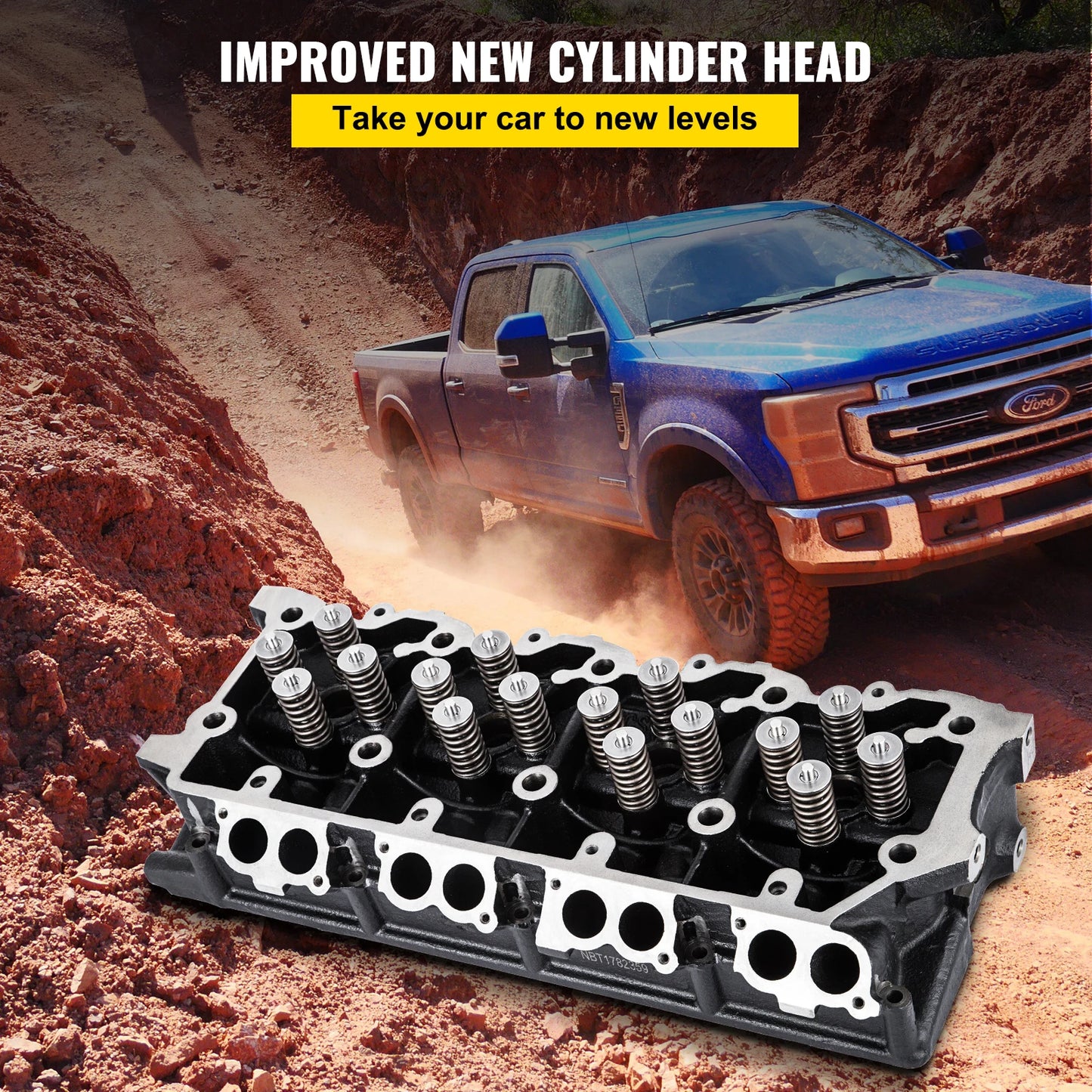 SucceBuyCylinder Head Assembled Engine Cylinder Head Assembly Replacement 6.4L Cast Iron Cylinder Head Fit for 08-10 Ford F250